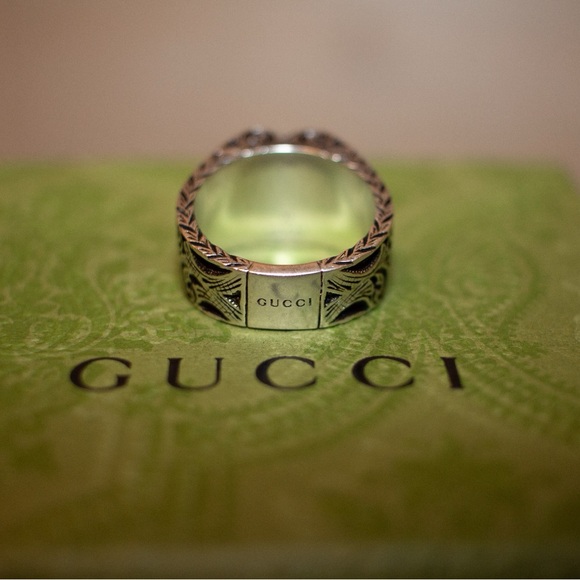SOLD ! Authentic Gucci Sterling Silver Heart Ring US 7.5 - Picture 5 of 7